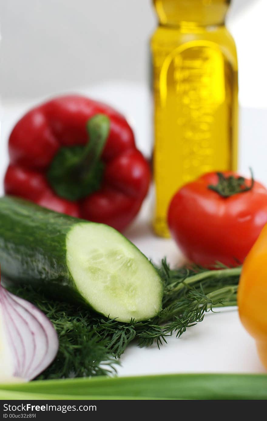 Multi-coloured vegetables for salad