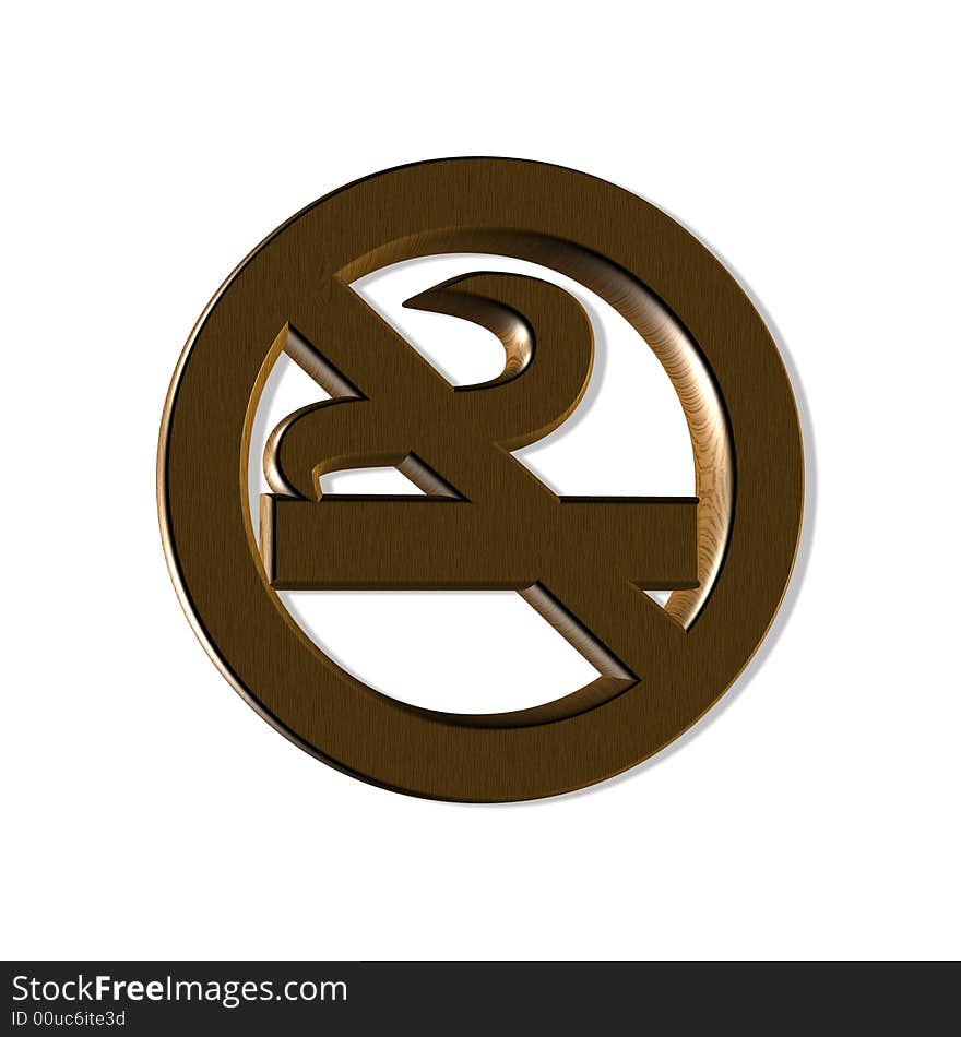 Wooden textured no smoking symbol on white bacground