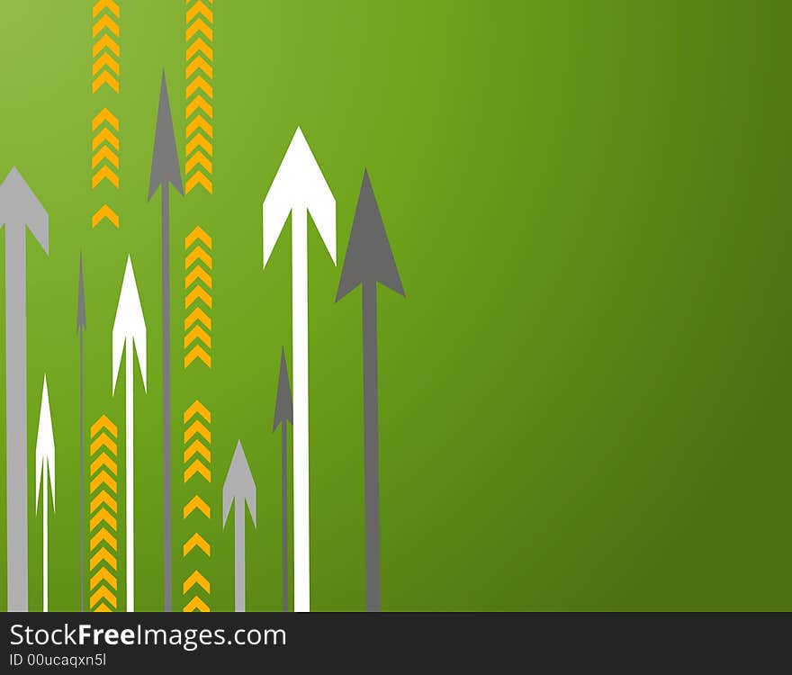 Lots of arrows vector illustration on green