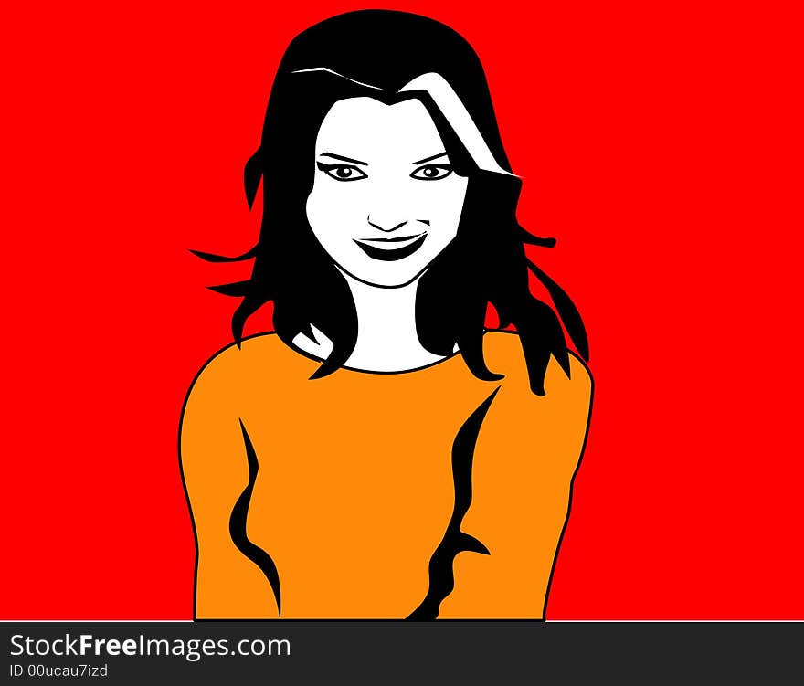 Girl with long hair vector