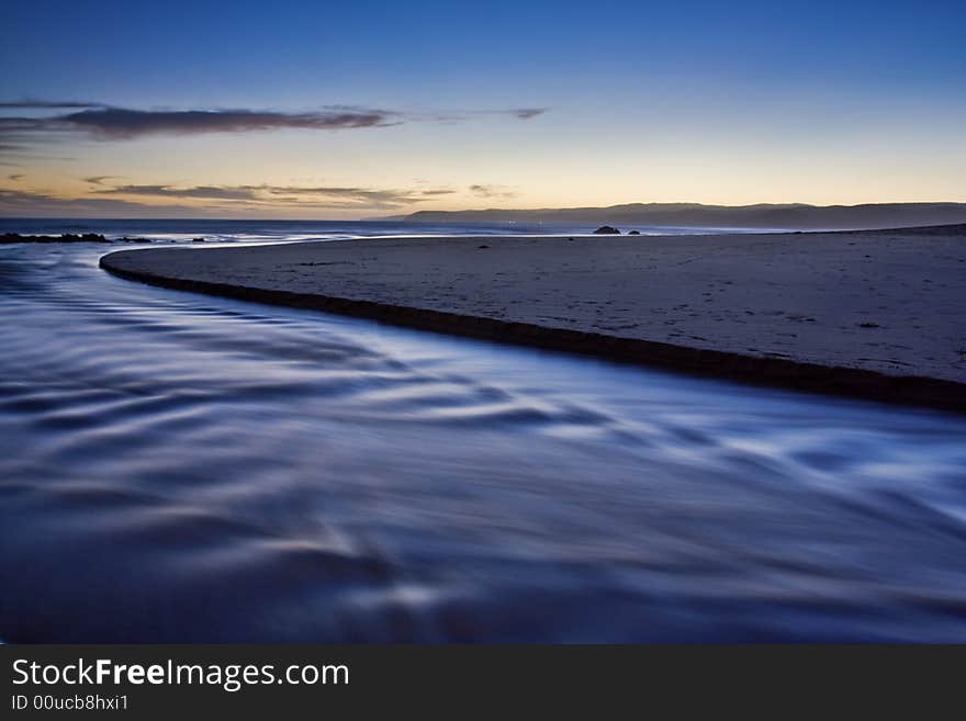 Pacific ocean water in early morning before the sunrise. Pacific ocean water in early morning before the sunrise.