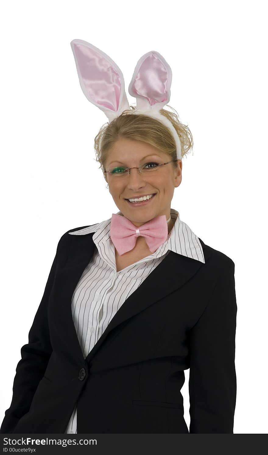 Business woman with ears. As Easter Bunny. Business woman with ears. As Easter Bunny.