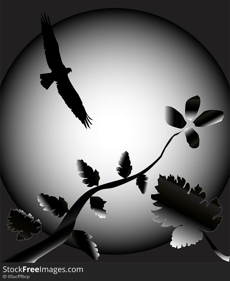 This is the bird and flower vector illustration. This is the bird and flower vector illustration