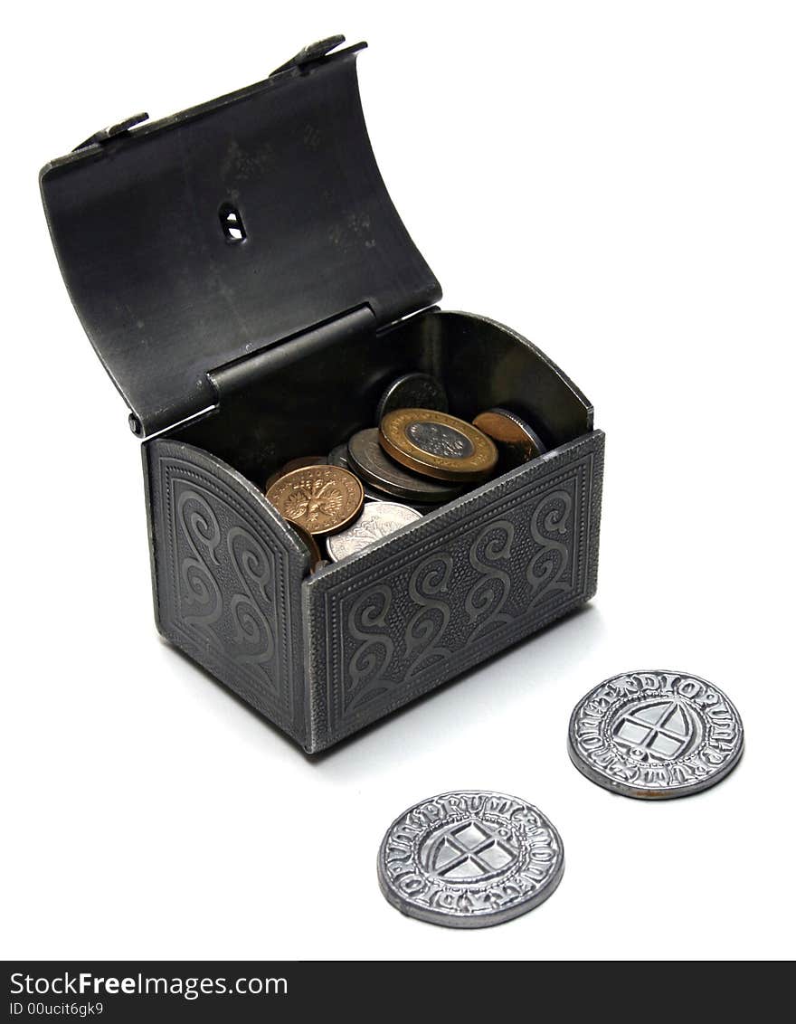 Open chest with coins