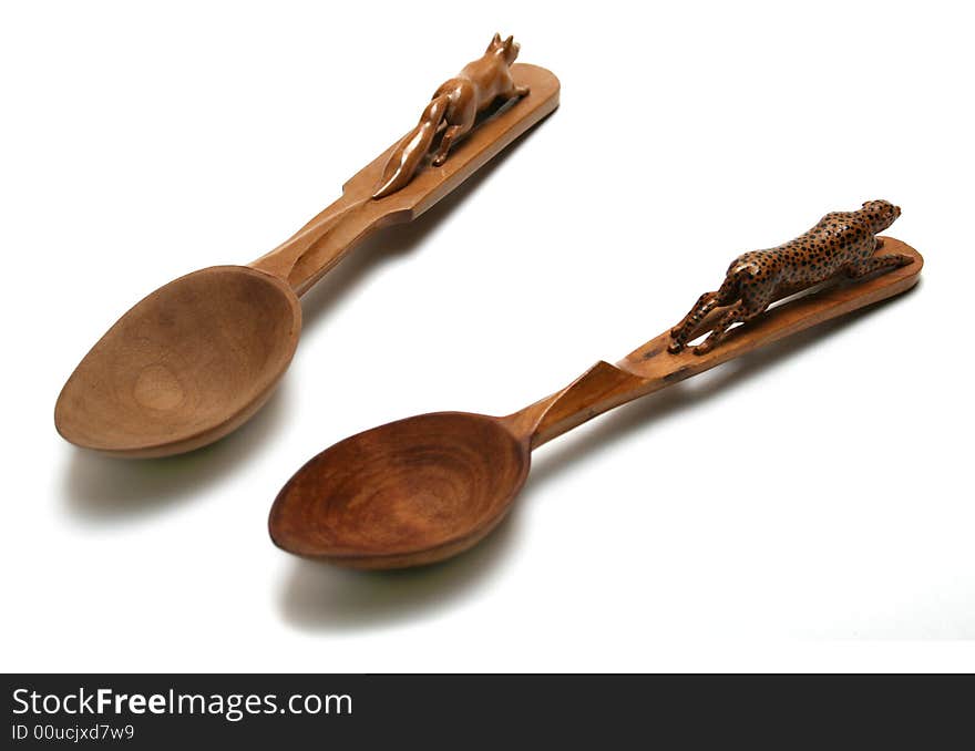 Two wooden spoons