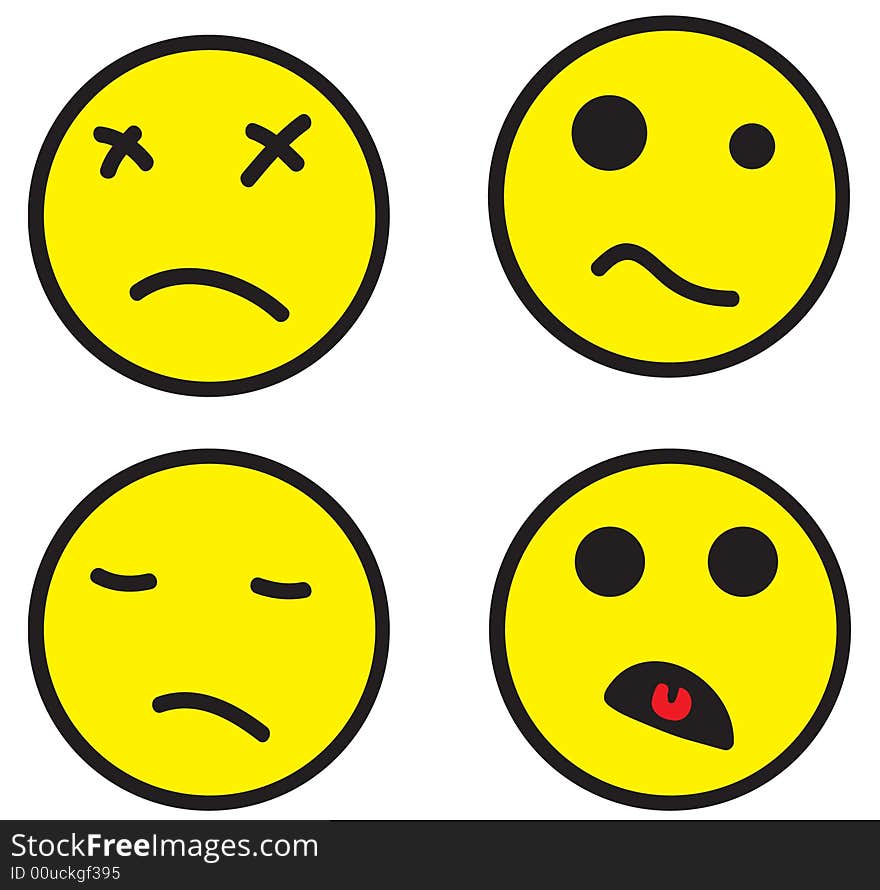 Four smileys demonstrating negative reaction