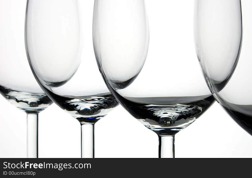 Close up of four glasses of wine