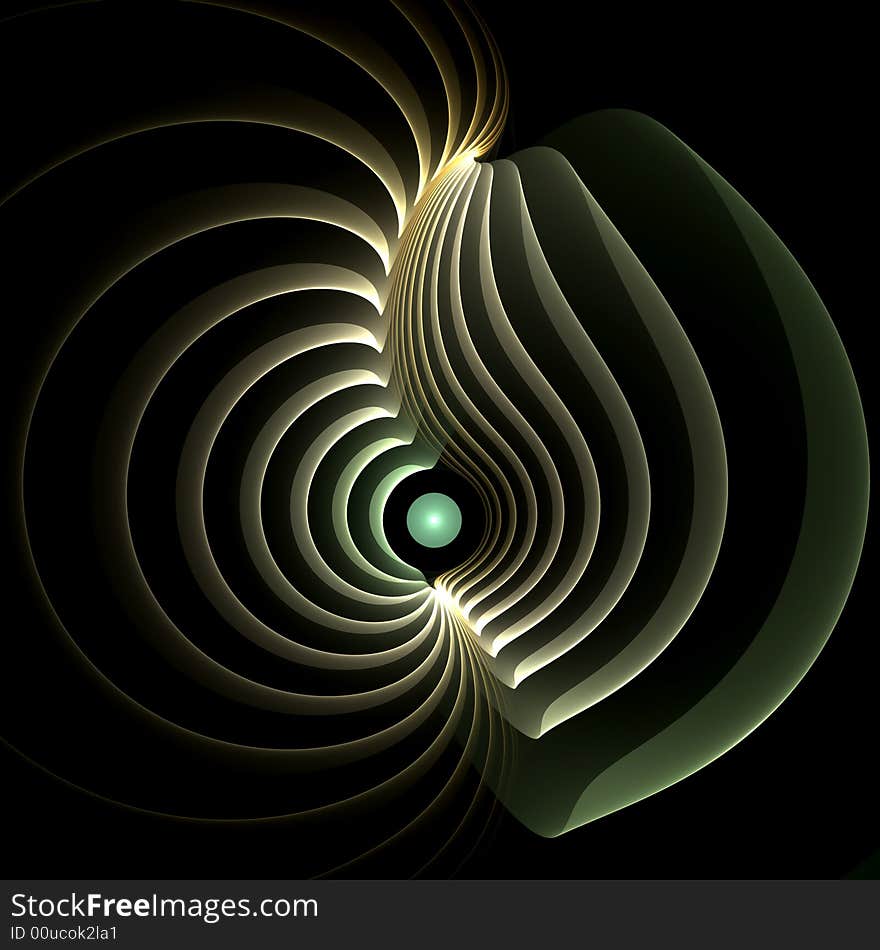 Abstract fractal image resembling a fractured fan