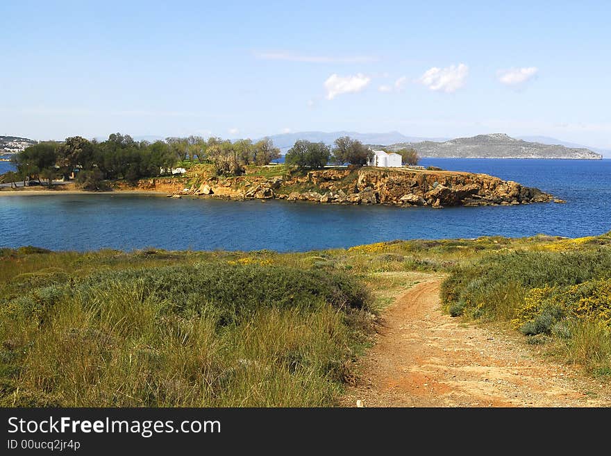 A chapel on a peninsula. A chapel on a peninsula