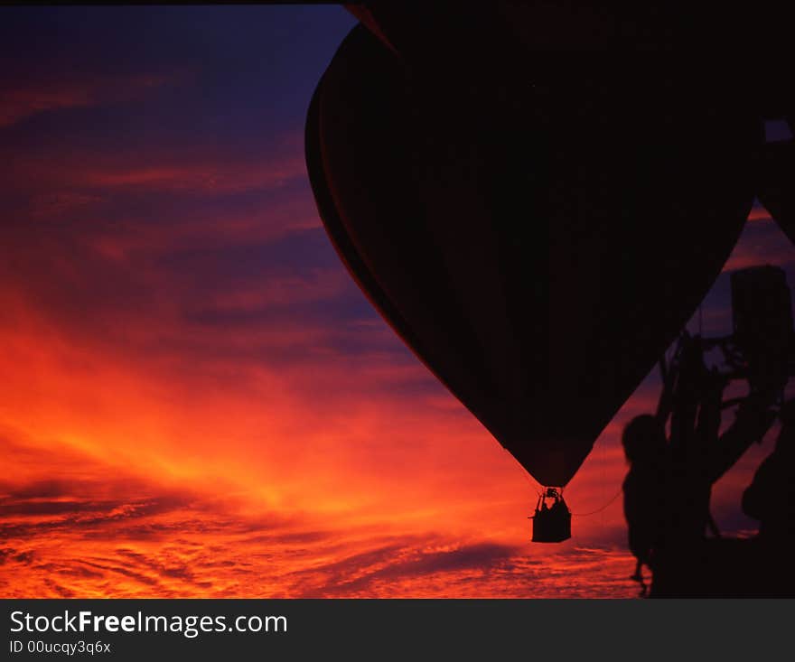 Sunrise ballom with cloud burned in central australia. Sunrise ballom with cloud burned in central australia