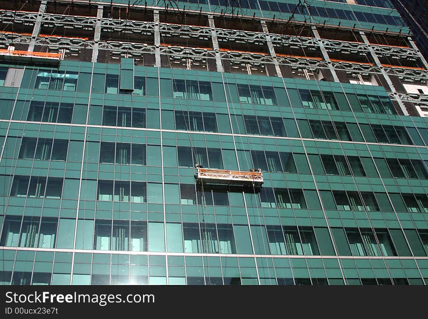 Elevators that are used to clean the facade of skyscrapers. Elevators that are used to clean the facade of skyscrapers.