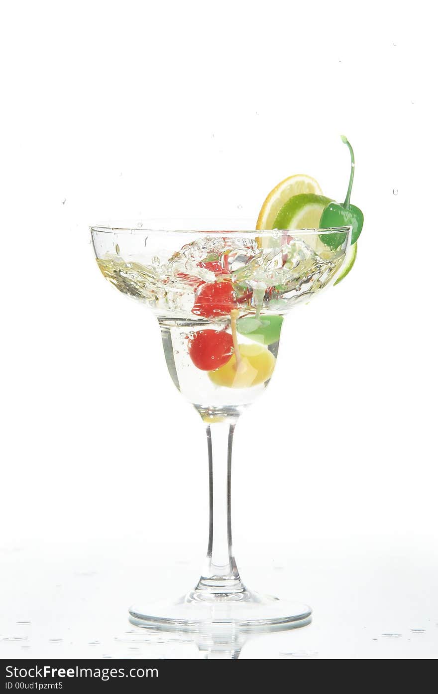 Still life with glass with drink on the white background