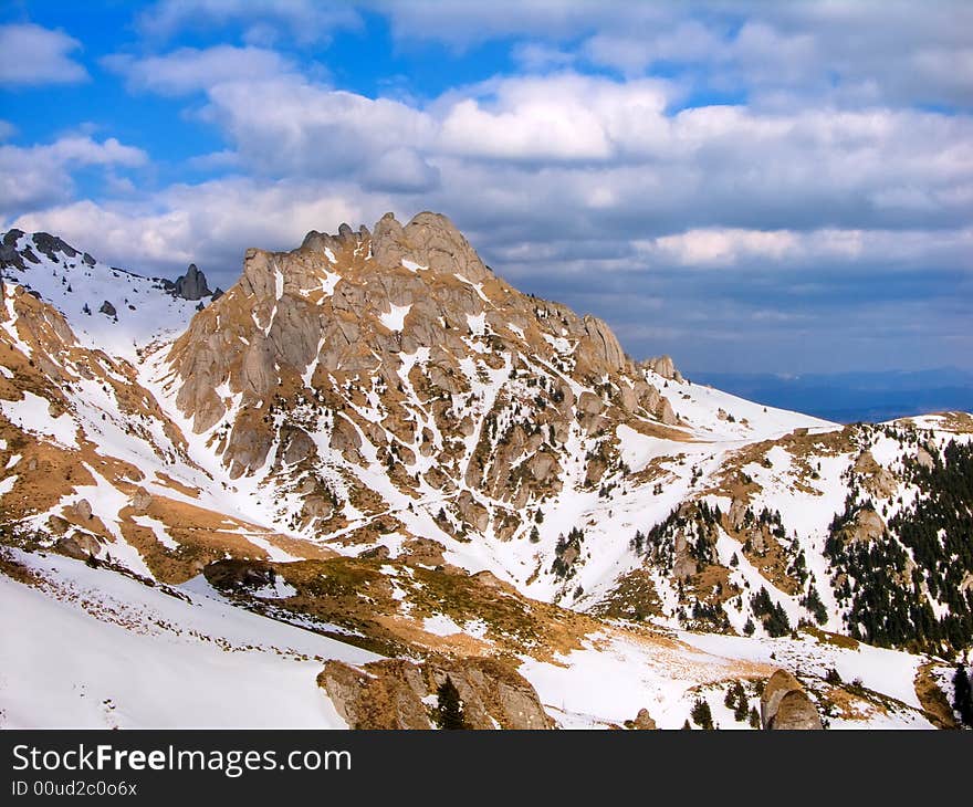 Winter landscape in mountains