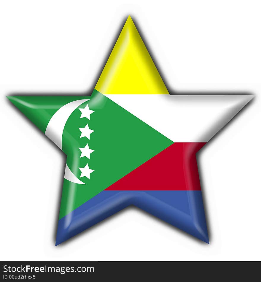 Comoros Button Flag Star Shape