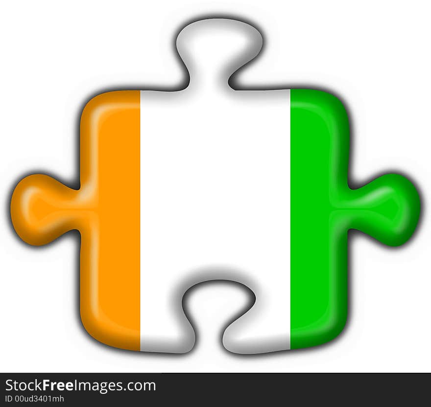 Cote d ivoire button flag puzzle shape