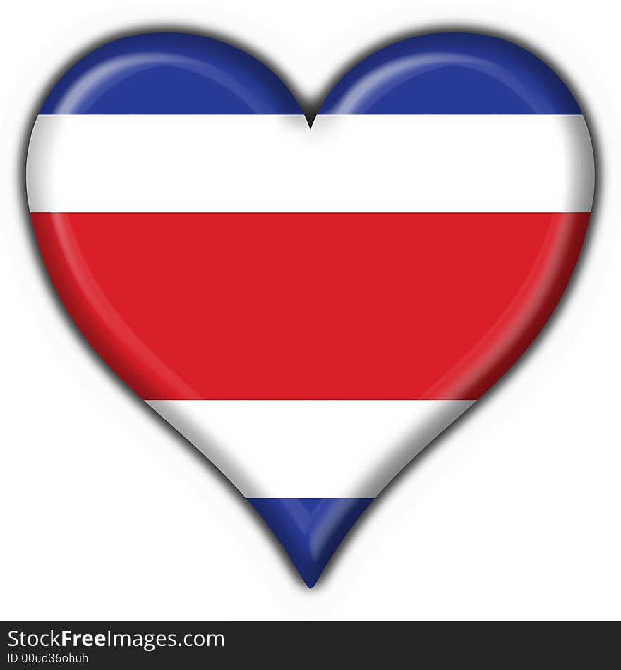 Costa rica button flag heart shape