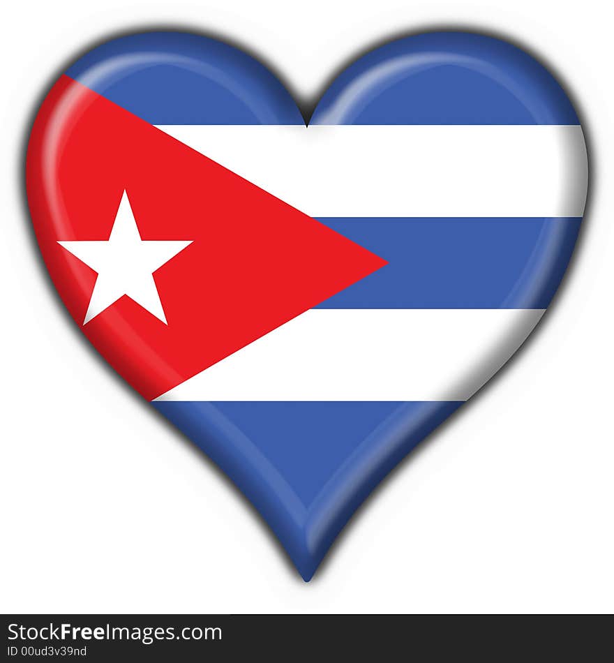 Cuba button flag heart shape