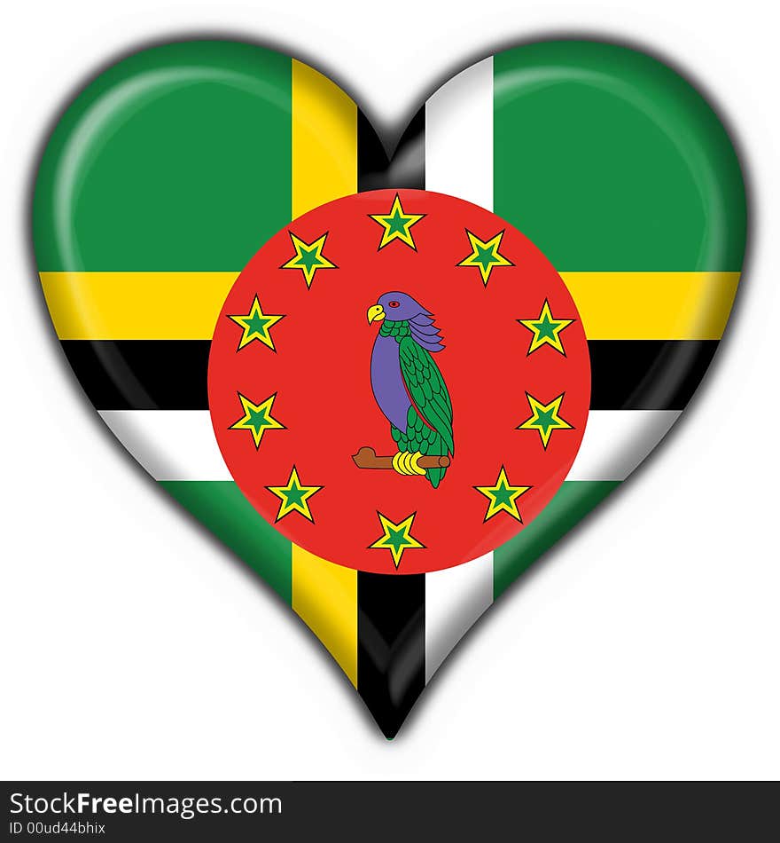 Dominica Button Flag Heart Shape