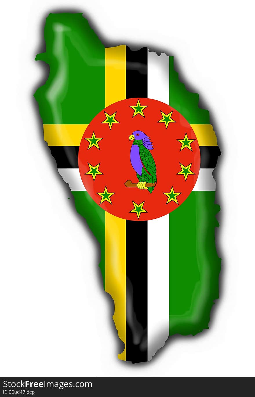 Dominica button flag map shape