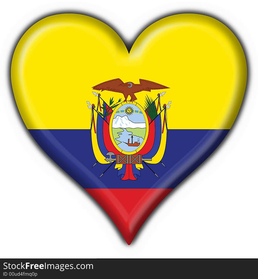 Ecuador button flag heart shape