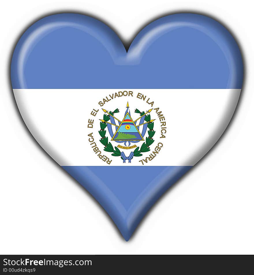 El salvador button flag heart shape