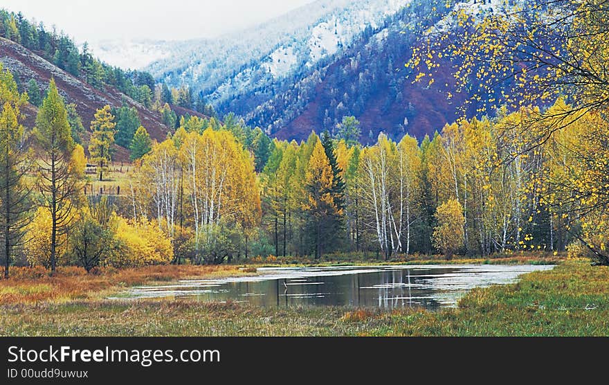 Lake In Mountain Valley.