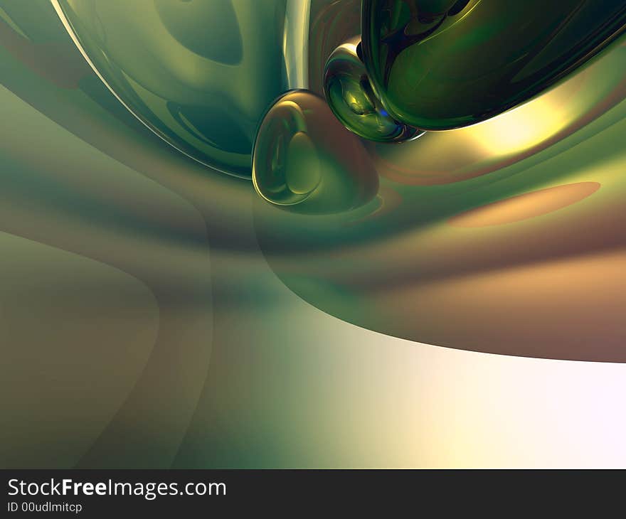 Metallic Green Abstract Render in a soft color Background. Metallic Green Abstract Render in a soft color Background