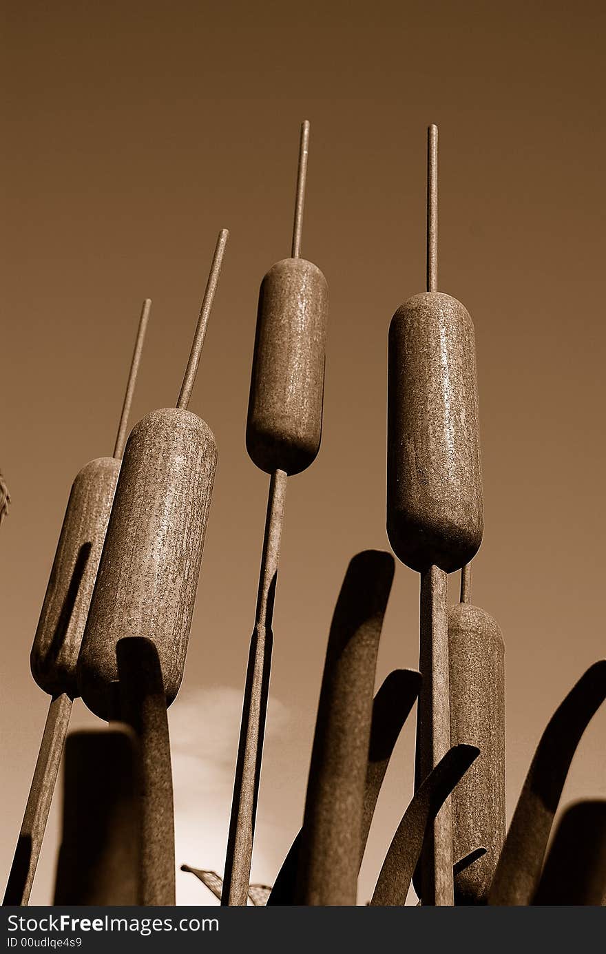 Metal Sculptured Cattails