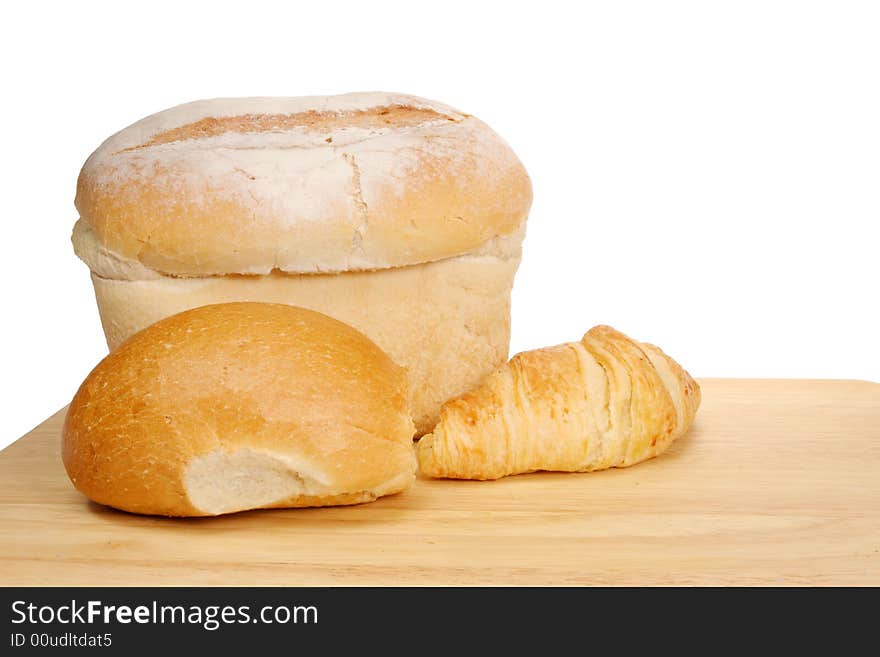 Bread loaf roll and croissant. Bread loaf roll and croissant