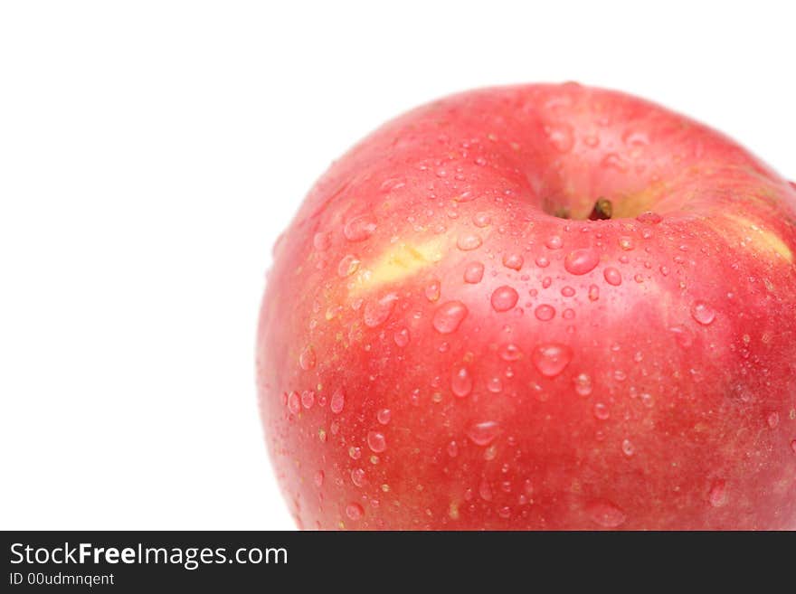 Red, ripe apple with drops of water. Red, ripe apple with drops of water