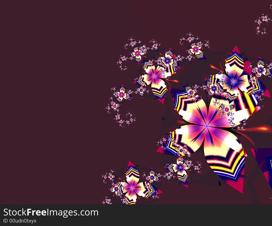 Abstract Fractal Flowers in a Dark Background