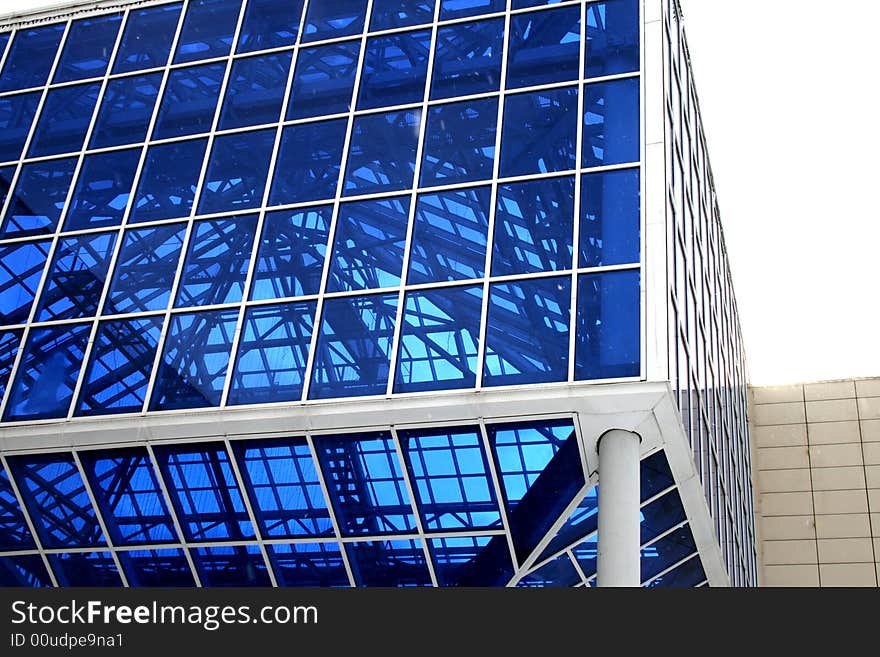 Glass architectural design of a modern building.