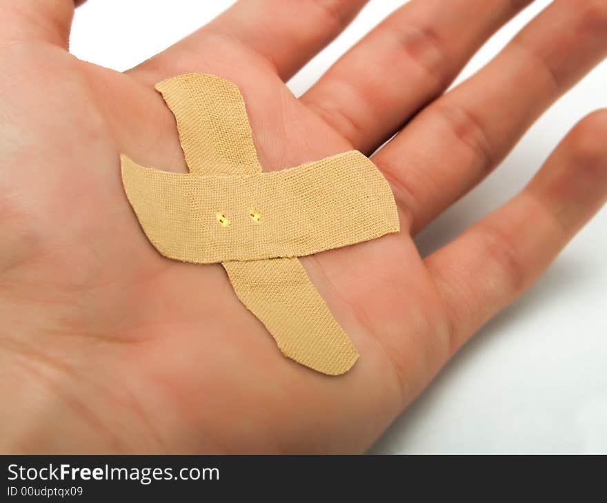 Bandages on flat of the hand