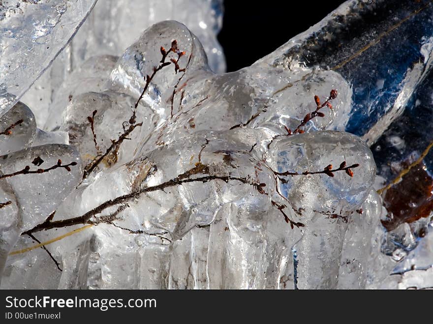 Icicles on a lake