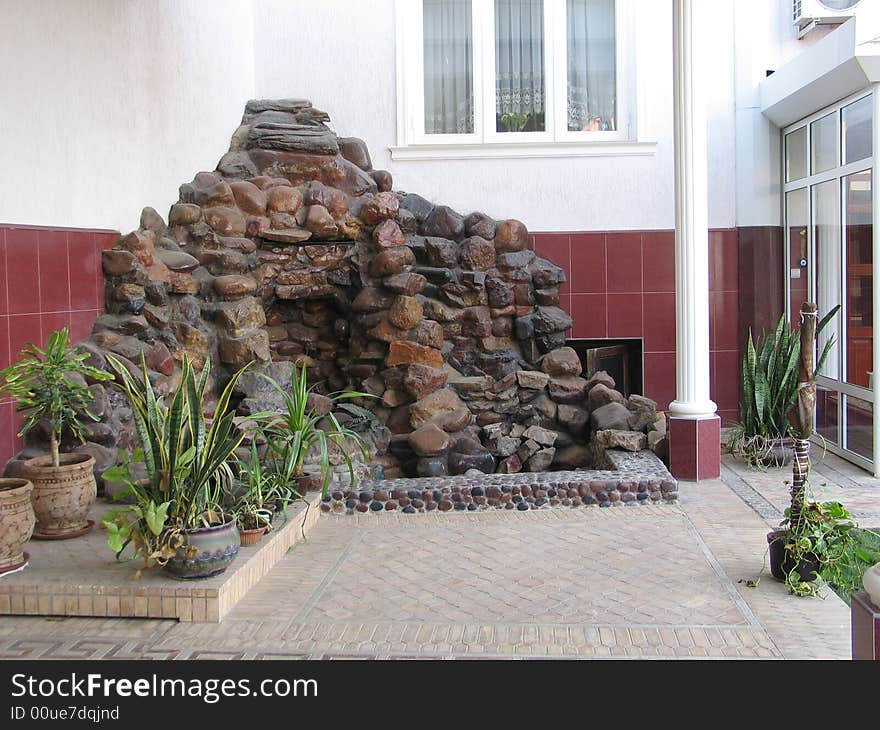 Hill of decorative stones on the yard. Hill of decorative stones on the yard