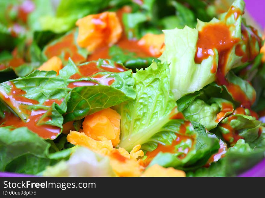 Macro closeup of a colorful salad. Macro closeup of a colorful salad