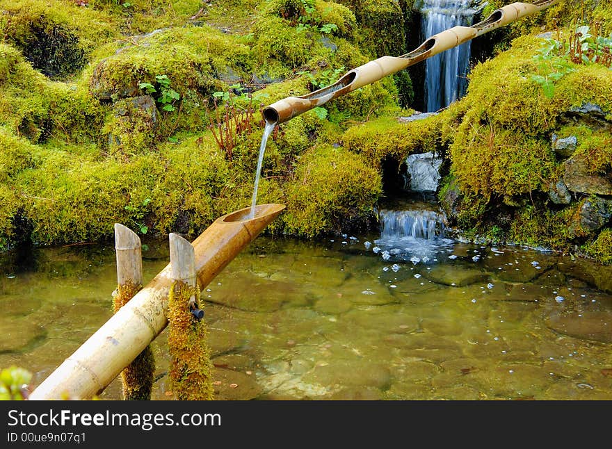 Wooden pipe in the pond