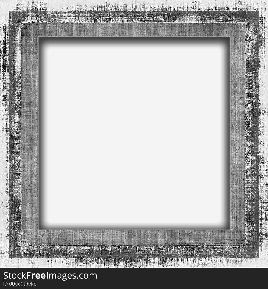 Vintage grunge border frame in black and gray tones with white copyspace.