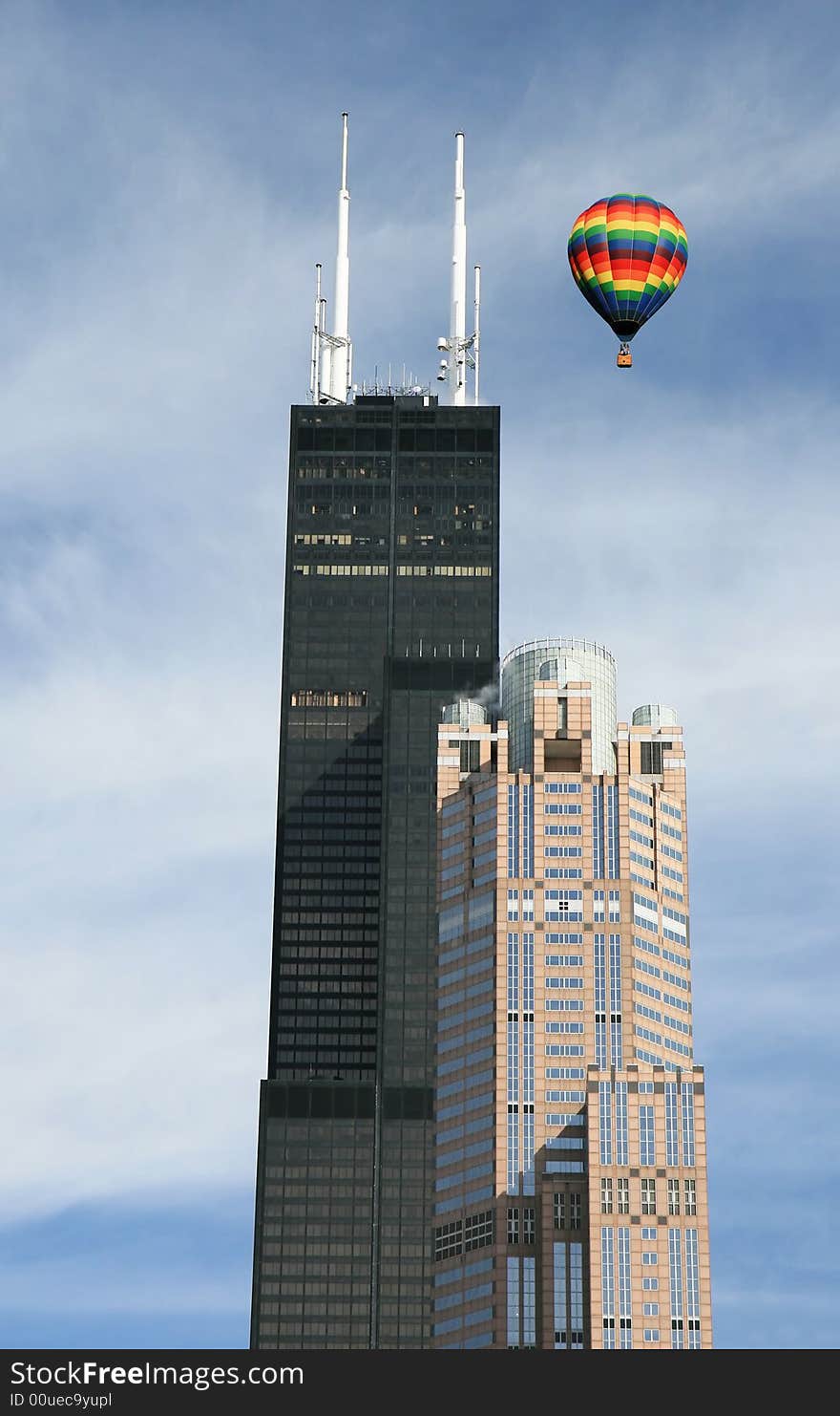 The high-rise buildings in the downtown Chicago. The high-rise buildings in the downtown Chicago