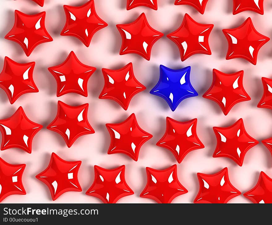 Red star background with blue star