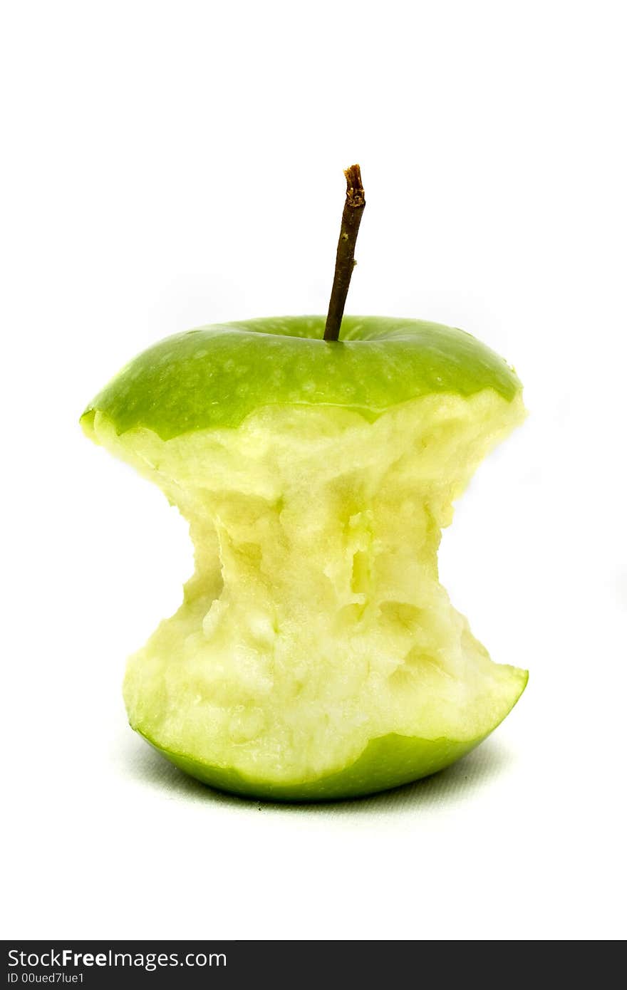 Someone eat the green apple. Someone eat the green apple