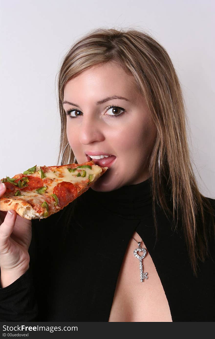 Girl Eating Pizza Slice