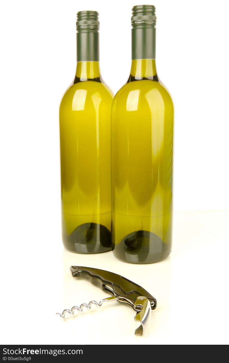 Bottles of wine isolated against a white background