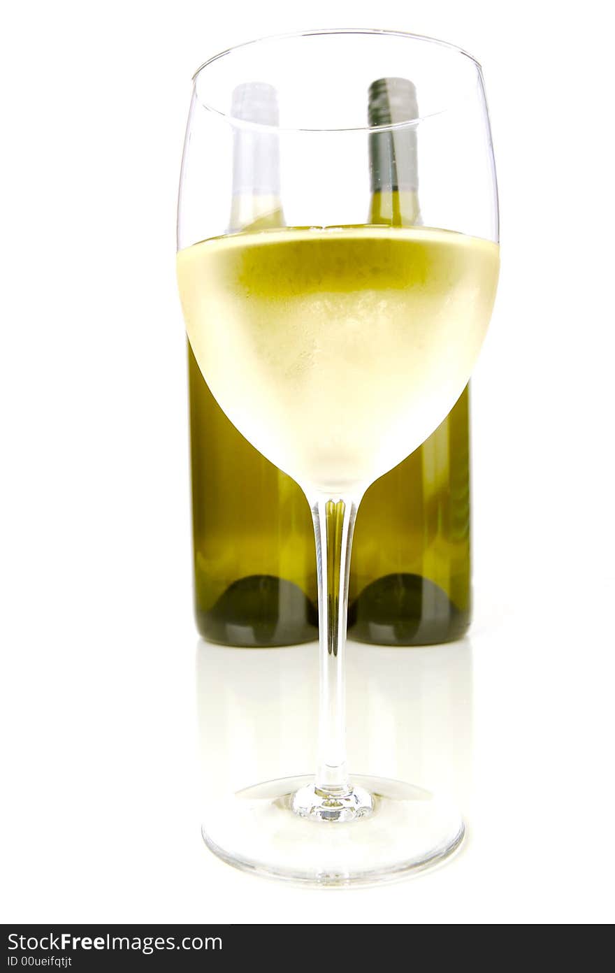 Bottles of wine isolated against a white background