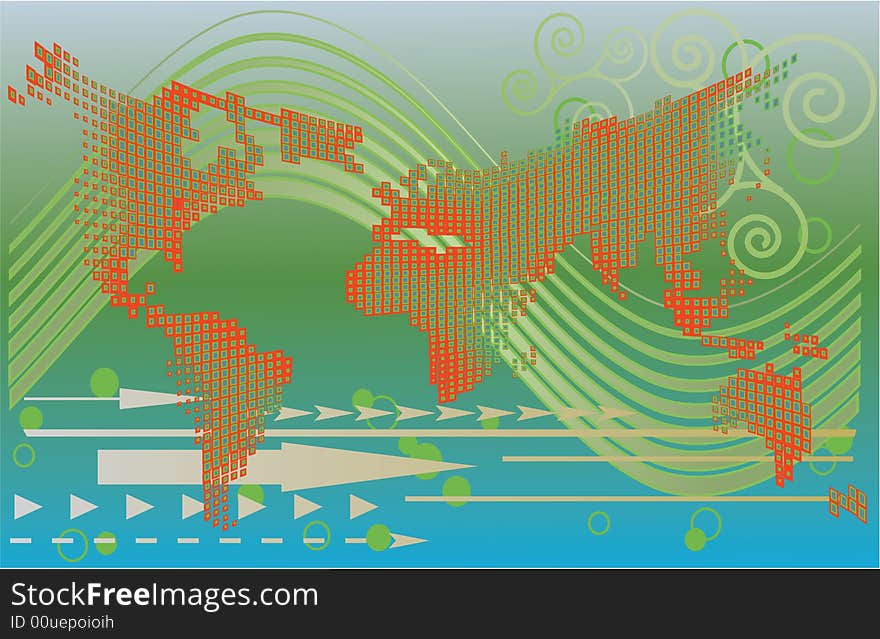 Illustration with elements of environmental map