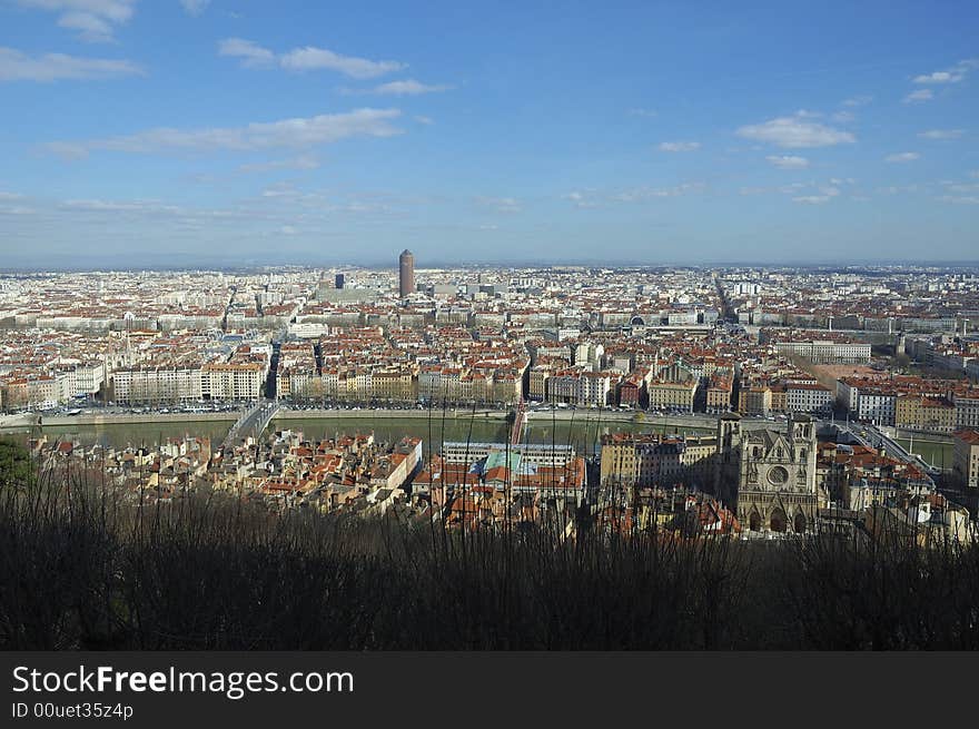 France; Lyon; Lyons; a view of the business district of La Part Dieu. in the middle the famous building khnown as the Crayon  the pencil the credit lyonnais bank headquarters. France; Lyon; Lyons; a view of the business district of La Part Dieu. in the middle the famous building khnown as the Crayon  the pencil the credit lyonnais bank headquarters