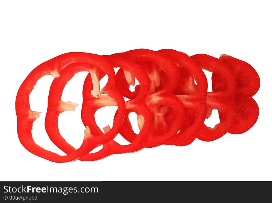 An image of slices of a red paprika