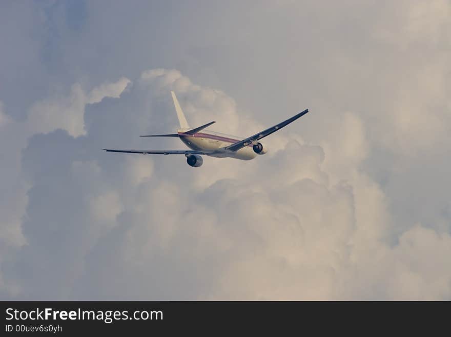 Plane in the sky toward new destination