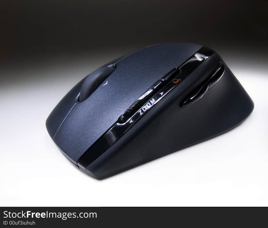 Close-up of a nice black computer mouse