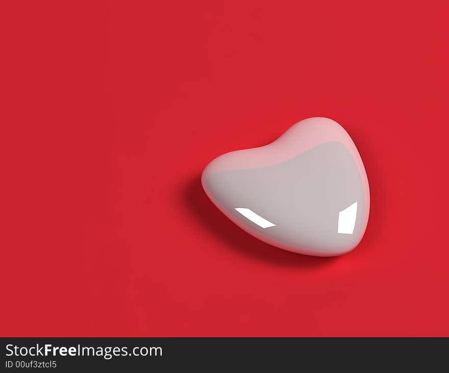 Isolated white heart with red background